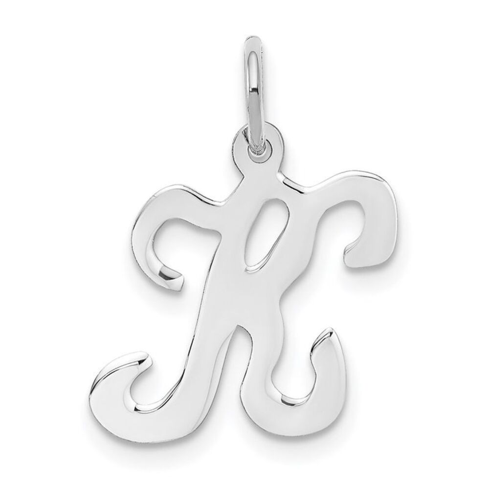 14k White Gold, Sophia Collection, Small Script Initial K Pendant